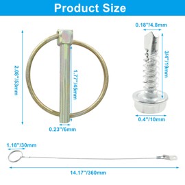 LifCratms 9Pcs 1/4" x 1-3/4" Lynch Pin and Stainless Steel Lanyard Cables Set with Quick Release Ring and Stainless Steel Hex Head Self Drilling Screws for Farm Tractors Trailers Trucks Mowers