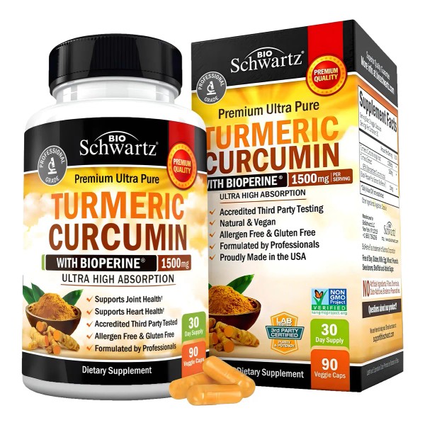 Bio Schwarts Curcumina De Cúrcuma Con Bioperine 1500mg 90cap Sabor