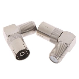 CNOYEEO 4 Pcs TV Aerial Male to F Female 90 Degree TV Aerial Coaxial Connector TV Male Plug to F Female Right Angle Aerial Adapter for Aerial Cable Satellite Cable