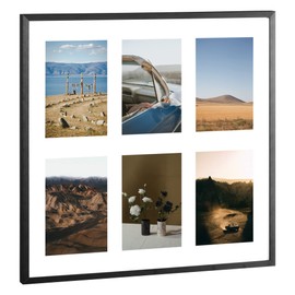 Navaris Picture Frame for 6 Photos - Collage Photo Frame for Wall - Multi Aperture Wall Hanging 6-Photo or Postcard Frame for 6x4 (10x15cm) Pictures