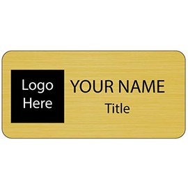 Business Name ID/Badge Custom Full Color Printing - Magnet Backer (Brushed Gold)