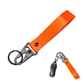 Wevdn Car Key Chain, Fabric Metal Practical Multifunctional Motorcycle Keychain, Anti-Lost Keychain with O-Ring for Men Women (Orange)