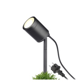 lambado® Compact Garden Light with Ground Spike Including LED 5 W Warm White Dimmable - Black Garden Spotlight Waterproof IP67 for Outdoor Use - Swivelling Includes 1.5 m Cable with Plug