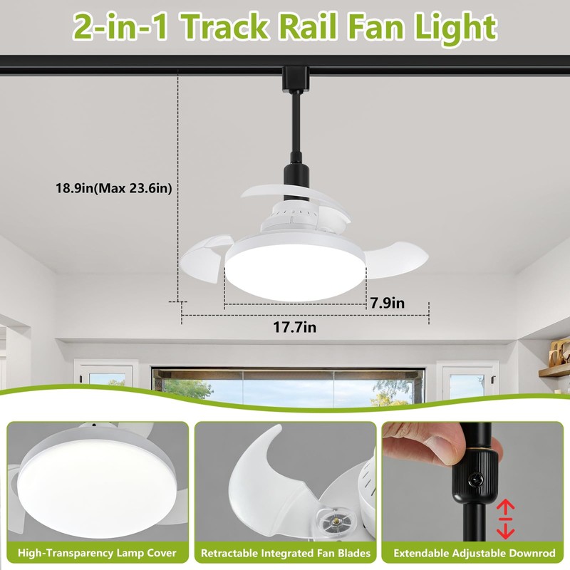 OTeedo 30W Smart Track Fans Light with Remote, Bladeless Fan