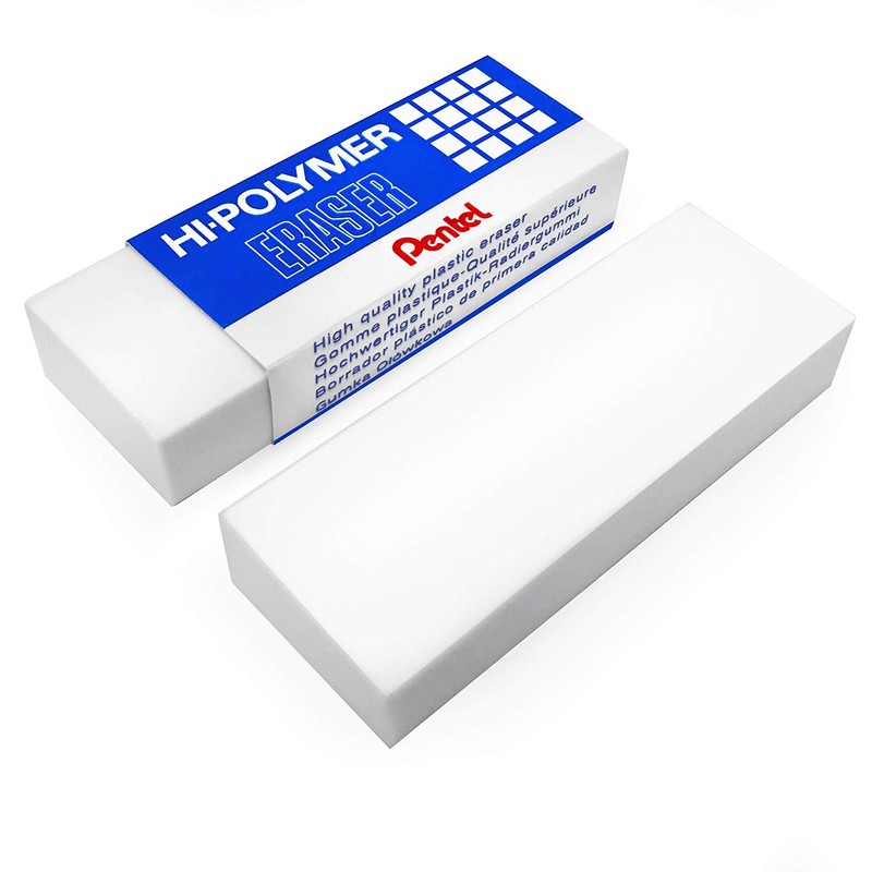 Pentel - Hi-Polymer Jumbo Plastic Rubbers Erasers - White (2)