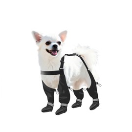 Namsan Small Dog Boots with Suspenders Stretchy, Adjustable Waterproof Pooch Suspender Boots, Anti-Slip Dog Rain Booties for Small Dogs, Winter Snow Walking/Summer Hot Pavement, Size XS