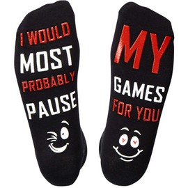 Gamer Socks, Fun Teenage Boy Gifts, Fun Guy Gift, Boys Novelty Socks, Cool Stuff for Boys, Teen Guy Gift (Red 120) One Size