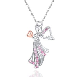 MAKOBLESSMOMO Angel Necklace for Girls Crystal Pendant Necklaces for Women Jewelry Gifts for Girls Daughter Granddaughter Niece Birthday, Metal, Zircon