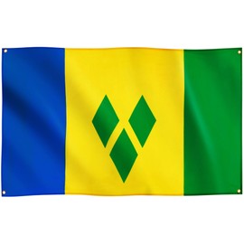 Runesol St Vincent and the Grenadines Flag, 91x152cm, 3ft x 5ft, 4 Grommets, Eyelet In Every Corner, Caribbean Flag, Three Diamond Flag, National Flag, Premium Flags, Inside, Outside, Vivid Colours