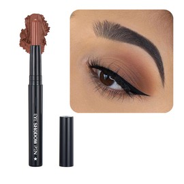Qeetvia Cocoa Brown Eyeshadow Stick Makeup, Smooth Cream Shimmer Eye Shadow Pencil, Waterproof Hypoallergenic Long Lasting Crayon, Glitter Primer Palette Eyeliner