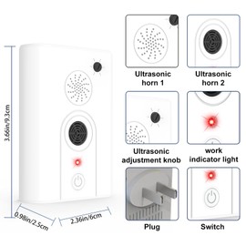 4Pack Upgraded Bat Repellent Deterrent Devices for Attic, Ultrasonic Bat Repellent for Indoor Use, Plug in Bat Deterrent System Bats Keep Away for Home, Friendly to Pet & Human
