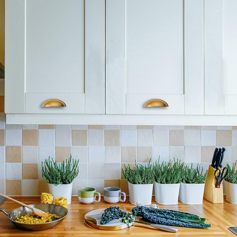 CABDM 2 Pack 3" Drawer Pulls Antique Brass Cabinet Cup