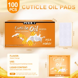 NXJ INFILILA Cuticle Oil 3.3 Fl Oz, 100Pcs Cuticle Oil Wipes for Nails, Natural Milk and Honey Cuticle Revitalizing Oil, for Moisturizing and Strengthening Nails and Repairing Cuticles