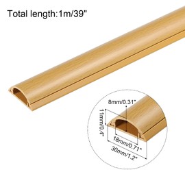 PATIKIL Floor/Wall Cable Raceway Cord Cover 39" Lx1.2 Wx0.4 H Cord Hider Channel Self-Adhesive Wood Grain for TV Wire Management