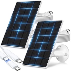KEPEAK Solar Panel for Ring Camera Outdoor, 2 Pack USB C Solar Panels, Small Solar Panel Charger 5V, Compatible with Rechargeable Battery Powered Cam, IP65 Waterproof for Security Monitoring