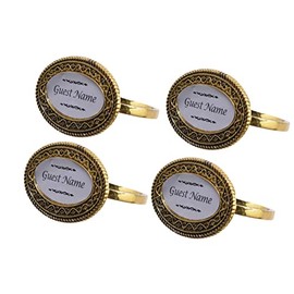 4 x Christmas NAPKIN HOLDER Ring with Name Card - Celtic Knotwork Design - Bronze/Burnished Gold - 5.5 cm