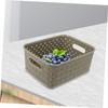 Operitacx 3pcs Dark Woven Storage Basket with Handle Decorative Desktop