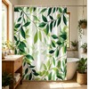 Green Leaves Shower Curtain Rustic Green Plants Nature Botanical Minimalism