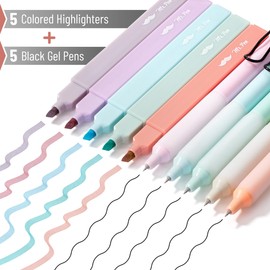 Mr. Pen- Aesthetic Highlighters and Gel Pens, 10 Pack, Morandi Color Highlighters, Assorted Color Gel Pens, Highlighter Pens, Cute Highlighters, Gel Pens
