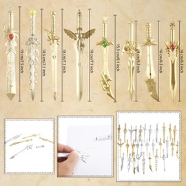 30 Pack Ancient Sword Pens Cool Sword Shaped Gel Ink Pens Novelty Cool Pens for Christmas Birthday Party Presents School Writing