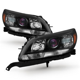 ACANII - For [Halogen Models] Black 2013 2014 2015 Chevy Malibu Projector Headlights Headlamps Driver + Passenger Side