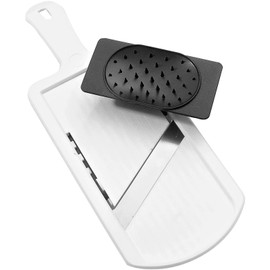 Fackelmann Thick/Thin Cutter with Leftover Holder, Vegetable Cutter with Two-Sided Stainless Steel Blade, High-Quality Vegetable Slicer (Colour: White/Black), Quantity: Pack of 1