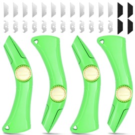 4 Sets of Heavy-Duty Roofing Shark Knives - Each Set Includes 6 Fixed Blades & 1 Blade Box - Ideal for Cutting Drywall, Duct, Carpet, and Cardboard (4)