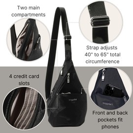 Baggallini Mini Sling - 12x7 Sling Crossbody Bag Backpack with Adjustable Shoulder Strap