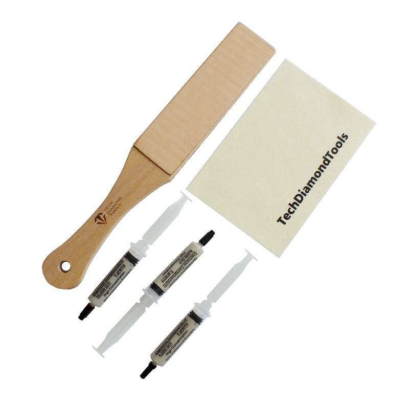 TechDiamondTools Knife Sharpening Kit, 11” Long Leather Paddle Strop for
