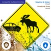 Car Crash and Moose Graphic Sign, 24x24 Inches, Rust Free
