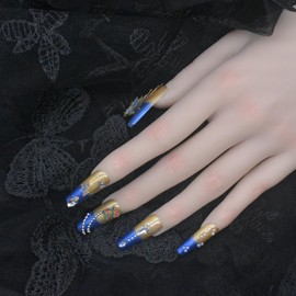 Press on Nails Handmade Nails 10Pcs Manual Press on Nails Hand-Painted Manicure Charms Nails Nails Press on Nails for Women Party Holiday Photo Wedding 30mm Long Size M