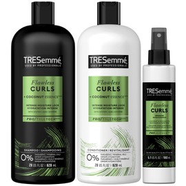 TRESemmé Pro Care Curls Shampoo and Conditioner Set Plus Flawless Curls Leave-In Conditioner Spray with Coconut Oil - Sulfate-Free Shampoo & Conditioner, Hair Care Gift Set for Women (3 Piece Set)