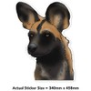 Extra Large 460mm 'African Wild Dog Face' Permanent Sticker Decal