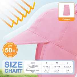 MK MATT KEELY Pack of 2 Baby Sun Hat with Neck Protection Summer Hat Girls Boys UV Protection 50 Peaked Cap Cute for 1-4 Years Children, Pink + Yellow, 2 - 4 years