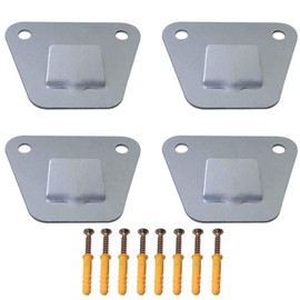 WHYHKJ - Soporte oculto para pared de ventilador, 4 unidades, color plateado con tornillos, placa de pared gruesa y resistente, 1.6 x 0.8 pulgadas, para ganchos oscilantes de soporte para ventilador
