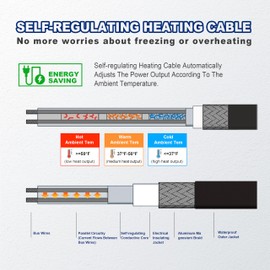 MAXKOSKO Self-regulating Pipe Heat Cable for Pipe Freeze Protection, Roof Gutter Snow Melting De-Icing Heating Cable for Ice Dam Prevention with 10 ft Power Cold, 7 w/Ft, 120 V, 9 Ft