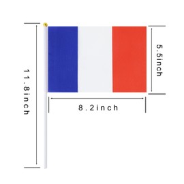 Kind Girl Paquete de 25 banderas pequeñas de mano con bandera francesa, bandera de Francia, banderas de campo nacional, suministros de decoración de fiesta para desfiles, Copa del Mundo, eventos de festivales, festivales internacionales
