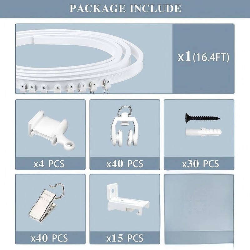 Yimisya Flexible Bendable Curtain Track, Wall Mount Heavy Duty Sliding