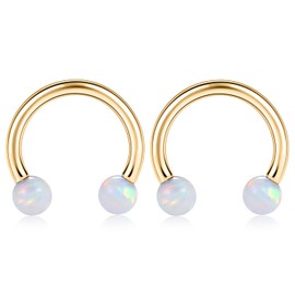 PEAKLINK Horseshoe Nose Ring Titanium Septum Jewelry 16G Horseshoe Lip Ring White Opal Septum Ring Gold Internally Threaded Daith Piercing Cartilage Piercings Rook Lobe Conch Helix Earrings 8mm