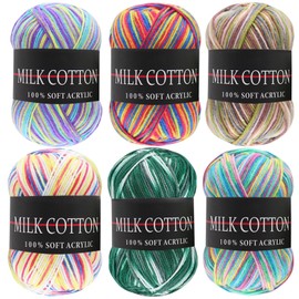 Acrylic Knitting Yarn Skeins 6 Rolls Soft Yarn for Crocheting and Knitting Colorful Yarn for DIY Crafts