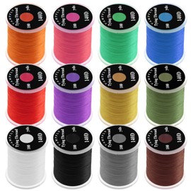 140D Fly Tying Thread Kit, 12 Pcs Non-Waxed Fly Tying Wires, Fly Tying Tieing Supplies for Fly Fishing Lures, Compatible with Most Bobbins, Ideal for 6#-10# Hooks