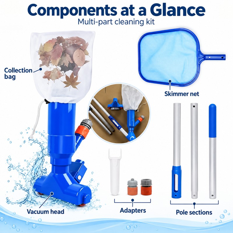 Portable Pool Vacuum Kit for Manual Cleaning – Garden Hose
