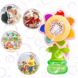 Sunflower Bubble Machine for Kids - Rechargeable LED Bubble Blower with Type-C, 3 Modes & 20,000+ Bubbles, Auto Bubble Gun for Toddlers 3+ Outdoor Toys, Birthday Gifts (Pink)