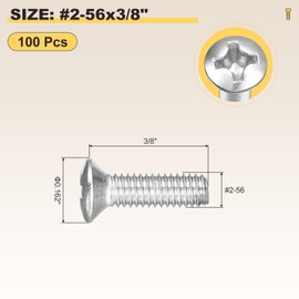 METALLIXITY Phillips Cross Recessed Countersunk Head Screws Bolts (#6-32x1-3/8) 30Pcs, 304 Stainless Steel Flat Head Woodworking Machine Screws - for Furniture Assembly DIY Projects, Silver