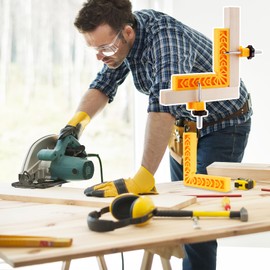 Tomorotec 90 Degree Clamp Set for Woodworking Projects, 4x 6-Inch Squares, 8x Fixing Blocks, 8x M8 Nuts, 8x L-Shaped Screws, Right Angle Clamps for Cabinet Assembly, Furniture Making, Welding & More