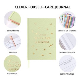Self Care Journal, A5 Self-love Daily Journal Guided Self Discovery Log with 6 Sticker, Mental Health Personal Development Self-care Planner for Reflection Self-help Gratitude Mindfulness (Green)