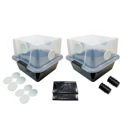 Grower's Select 28Q Cube Mushroom Monotub Fruiting Chambers with Filter Disks and Liners (2 Pack)