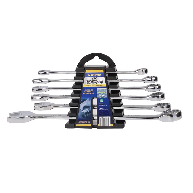 Goodyear 6pc Spanner Set-Durable Chrome Vanadium Steel| Precision Fit for