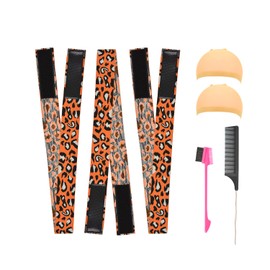 YTBYT 3 Pcs Elastic Bands for Wigs Lace Melting Bands Wig Grip Headband Lace Front Wig Headband for Women (3.0cm Orange Leopard Print)