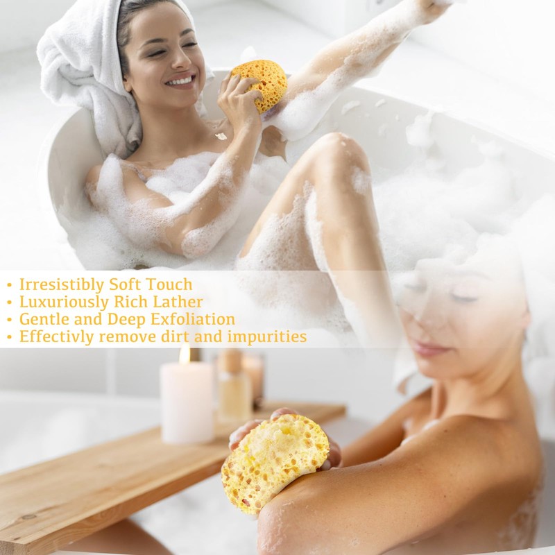 Benaewa 3 Pcs Natural Sponge, Shower Sponges for Men, Women,
